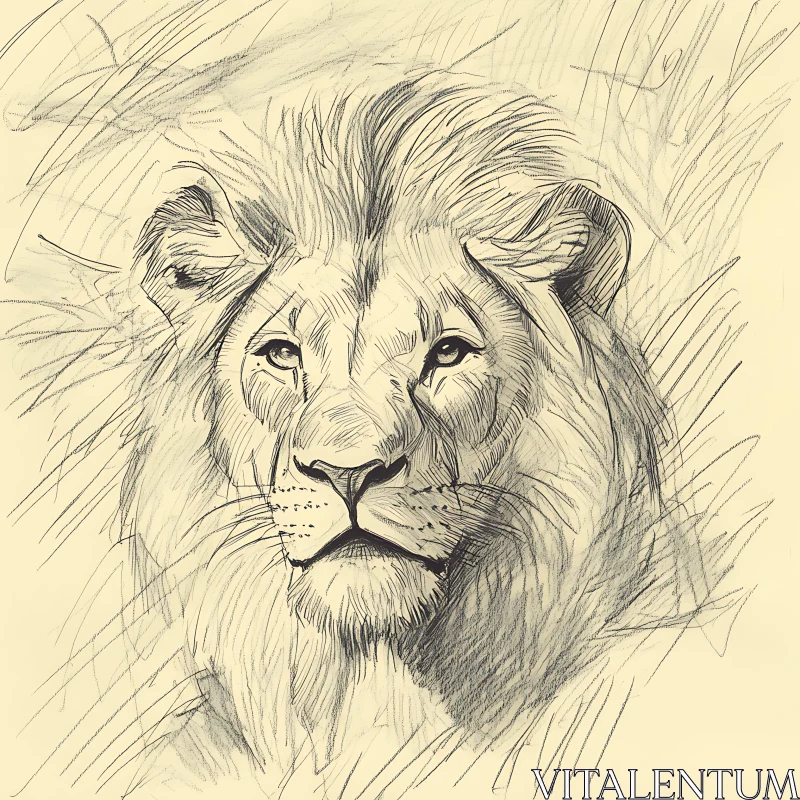 AI ART Monochrome Lion Portrait