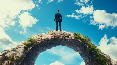 Man on Stone Arch: A Vision of Success