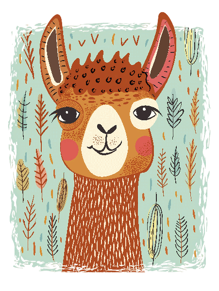 Charming Llama Illustration T-Shirt Design POD Design