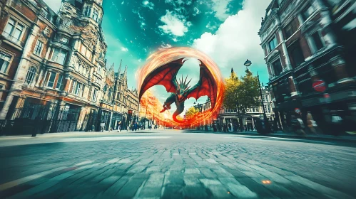 Dragon in Cityscape