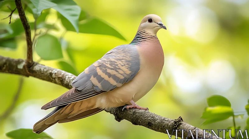 Dove Resting on Tree Limb AI Image