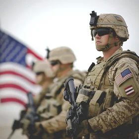 Patriotic Soldiers with US Flag