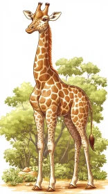 Elegant Giraffe Amidst Greenery