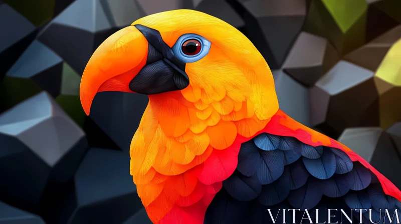 Vivid Parrot in Artistic Setting AI Image