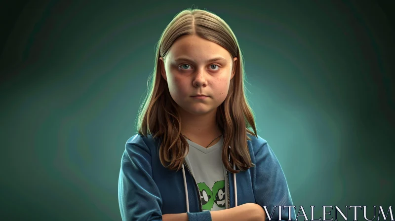 AI ART Focused Image of Greta Thunberg