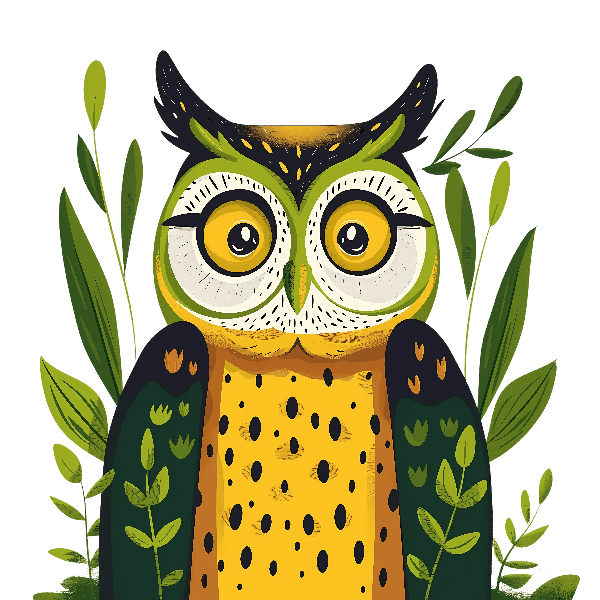 Vibrant Owl with Lush Foliage POD Design