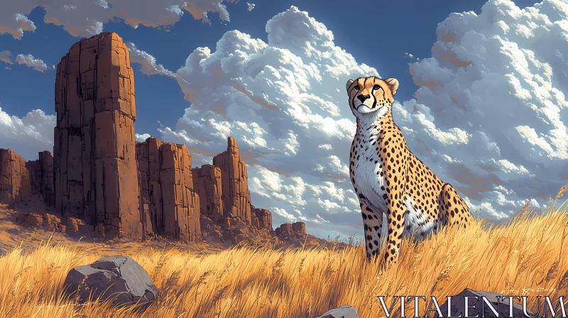 Cheetah in Natural Habitat AI Image