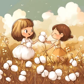 Childhood Innocence: Girls and White Flowers