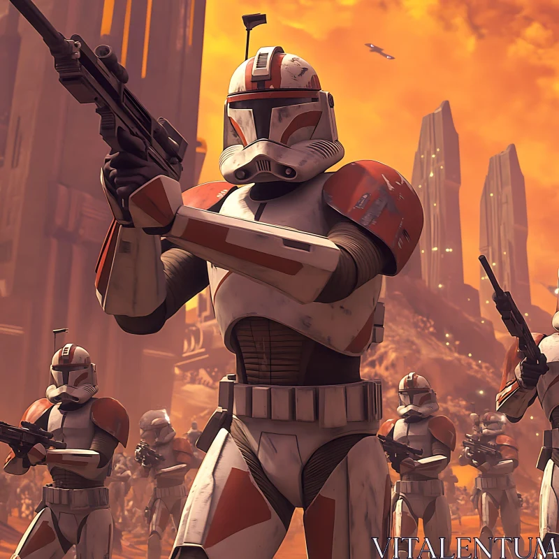 AI ART Legion of Clone Troopers in Fiery Landscape