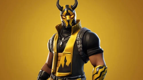 Masked Warrior in Gold and Black