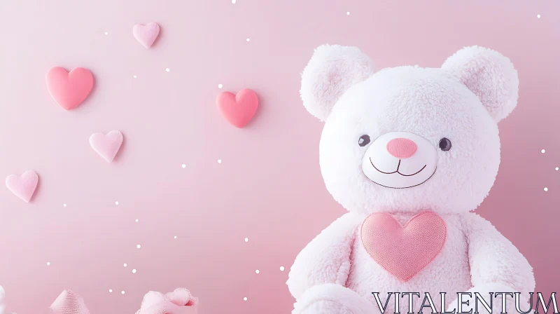 AI ART Fluffy Bear with Love Hearts