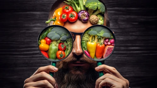 Colorful and Eye-Catching Compositions with a Bearded Man and Magnifying Glasses