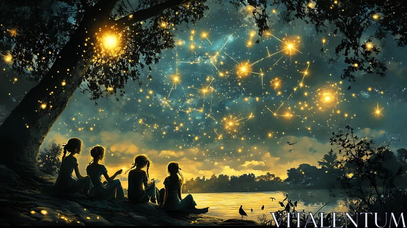 AI ART Girls Under Constellations