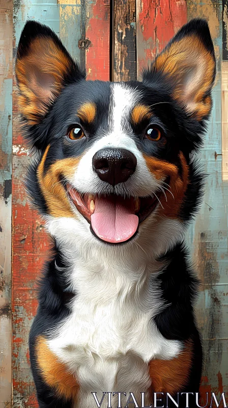 Cheerful Pet Dog in Rustic Setting AI Image