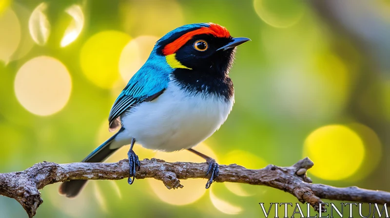 AI ART Vibrant Bird Perched in Nature