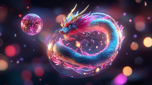 Mystical Dragon Orb Fantasy Artwork