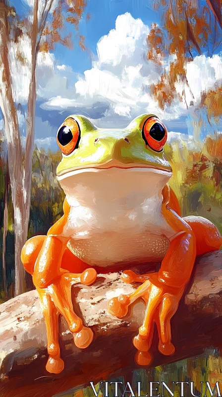 Artistic Frog Among Trees AI Image