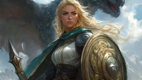 Blonde Warrior with Dragon Companion