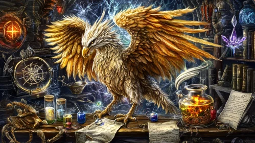 Griffin in Alchemist's Workshop