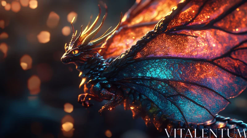 Dragon with Glowing Wings AI Image