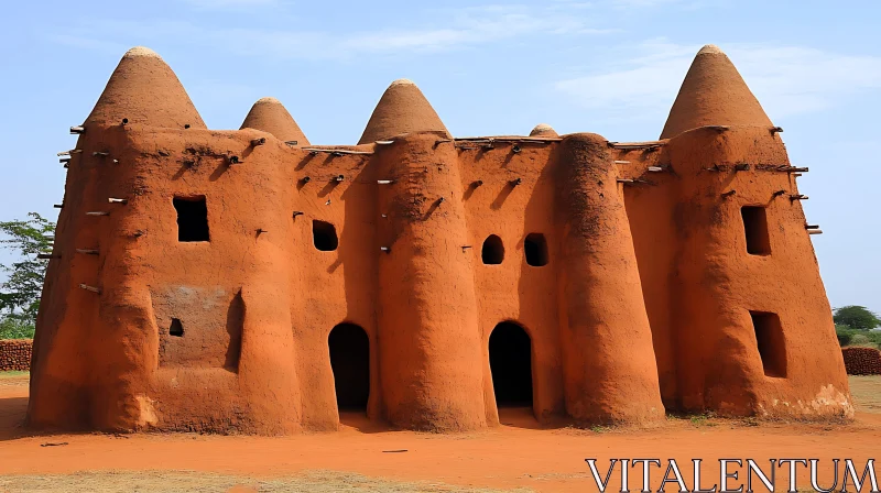 Traditional Mud-Brick Construction in Africa AI Image