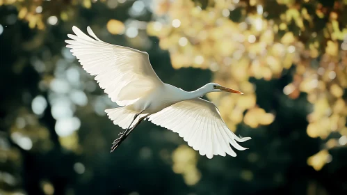 Bird in Flight over Bokeh Background