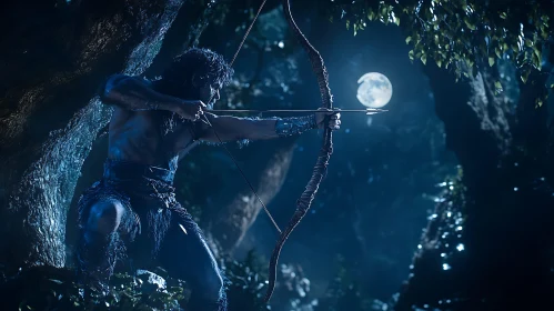 Moonlit Archer in the Woods