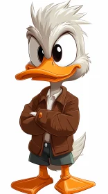 Cartoon Duck with Spiky Hairstyle