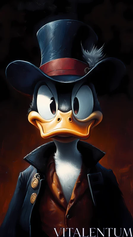 Elegant Cartoon Duck Portrait AI Image