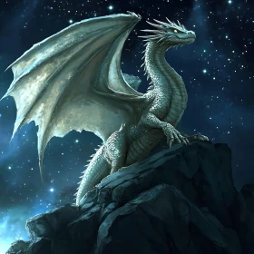 White Dragon Under Starry Skies