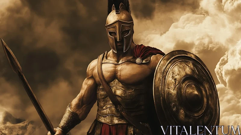 Bronze Armored Spartan Warrior Image AI Image