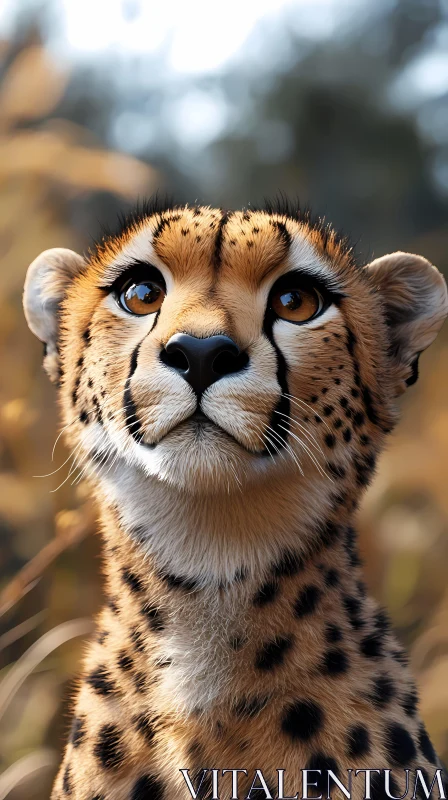 Cheetah's Intense Gaze in the Wild AI Image