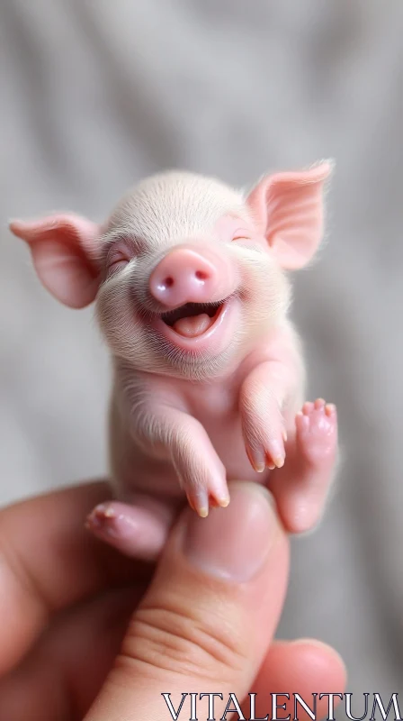 Endearing Tiny Piglet Close-Up AI Image