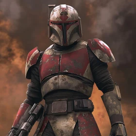 Battle-Worn Warrior in Striking Armor