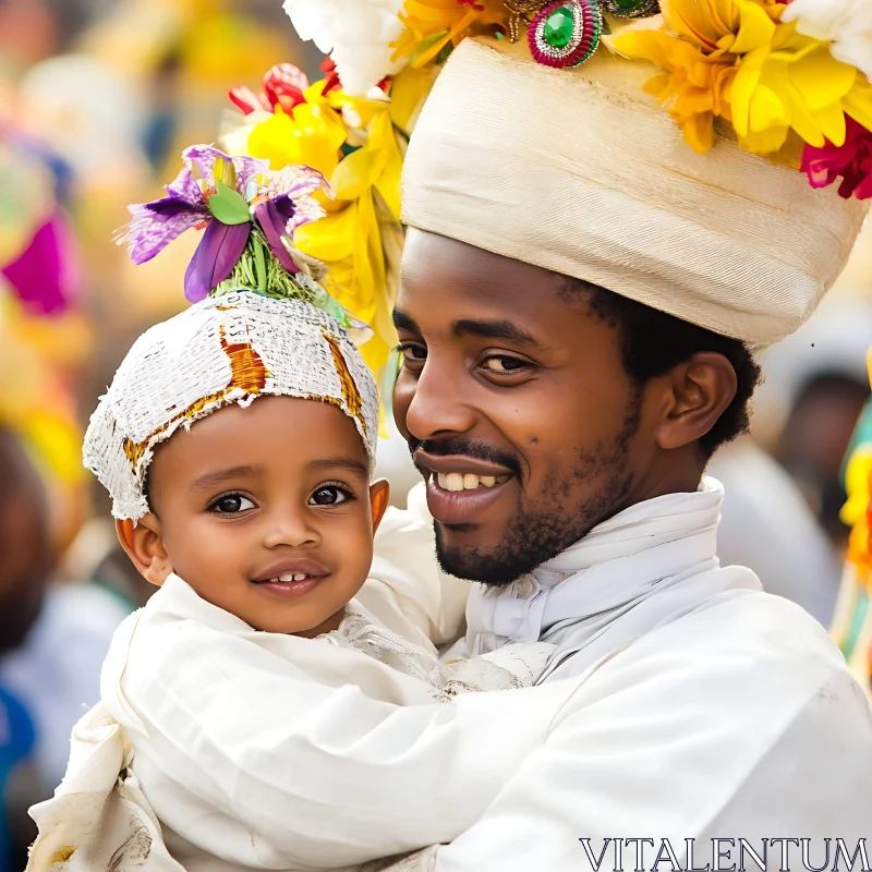 Man and Child in Traditional Dress AI Image