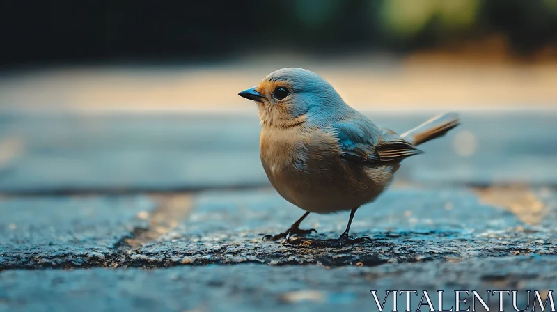 Charming Bird on Stone Ground AI Image