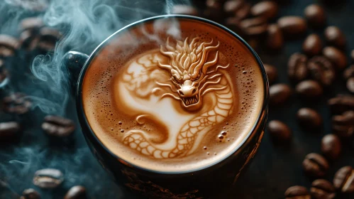 Coffee Cup with Dragon Latte Art