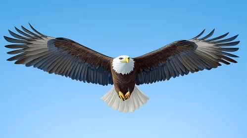 Eagle Soaring in Blue Sky