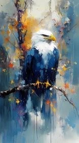 Eagle Perched in Abstract Colors