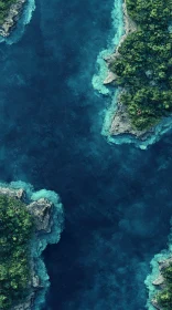 Top-Down Perspective of Islands and Ocean