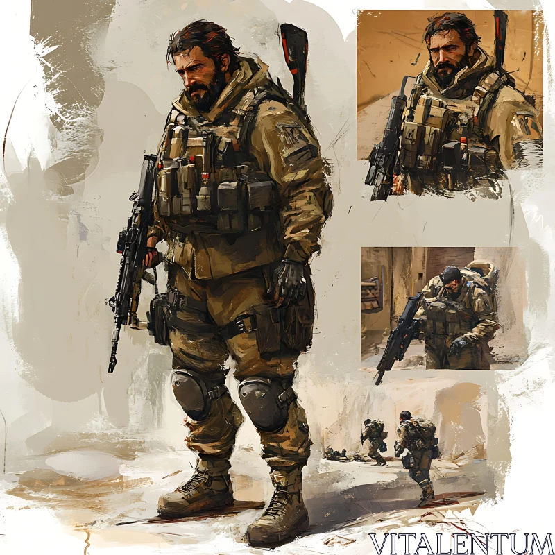 Military Soldier Sketch Art AI Image