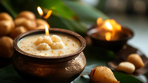 Traditional Dessert in Bronze Bowl