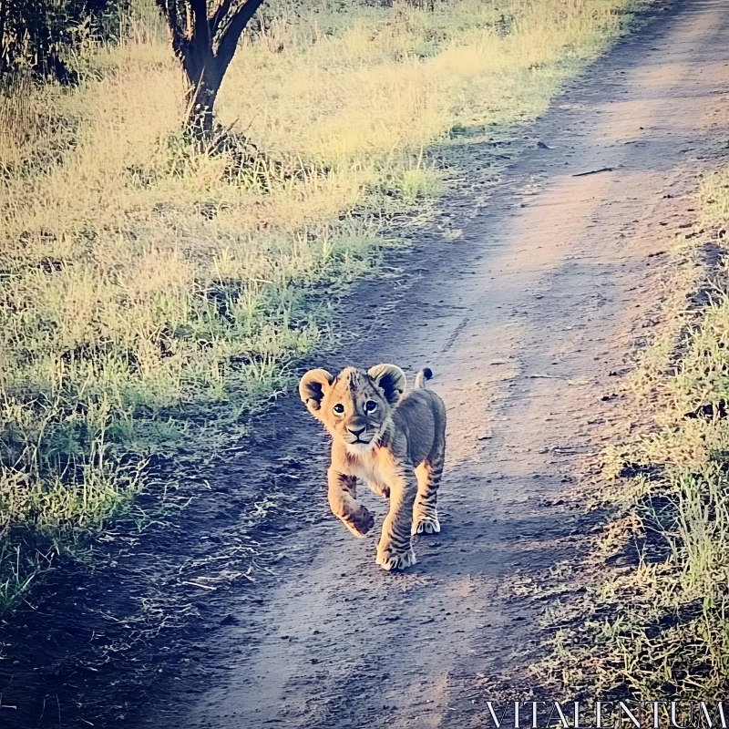 Playful Lion Cub AI Image