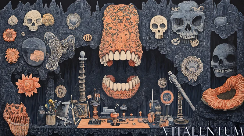 AI ART Still Life with Skulls and Anatomy