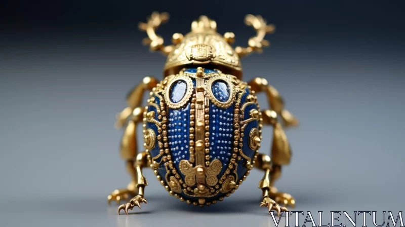 Exquisite Gold and Blue Bug - Ornate Object Portraiture Specialist AI Image