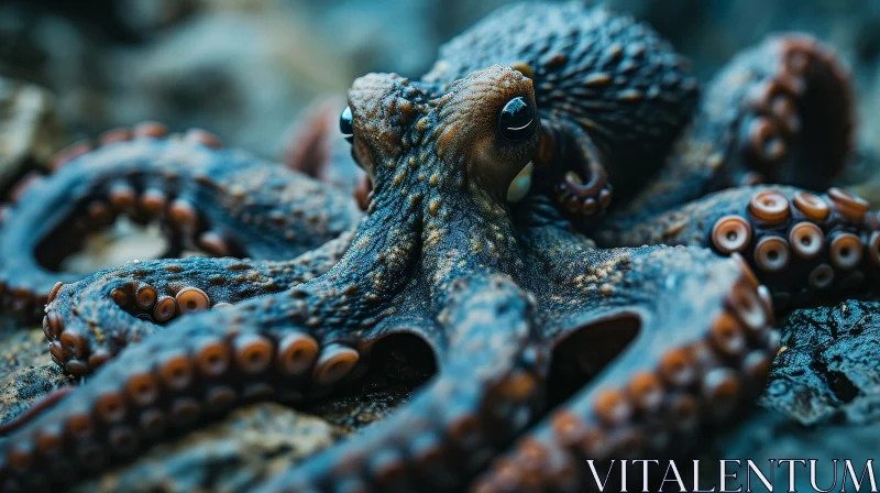 Majestic Octopus on Rock: A Captivating Close-up AI Image
