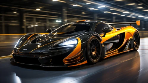 McLaren P1 Speed Car Night Drive on Racetrack
