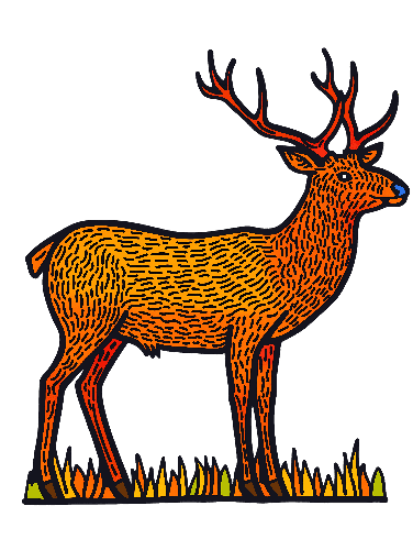 Orange Deer Standing in Forefront against Non-Green Background POD Design