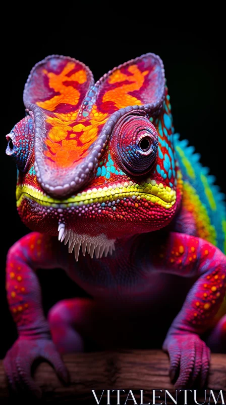 Psychedelic Primitivist Chameleon Portrait - National Geographic AI Image