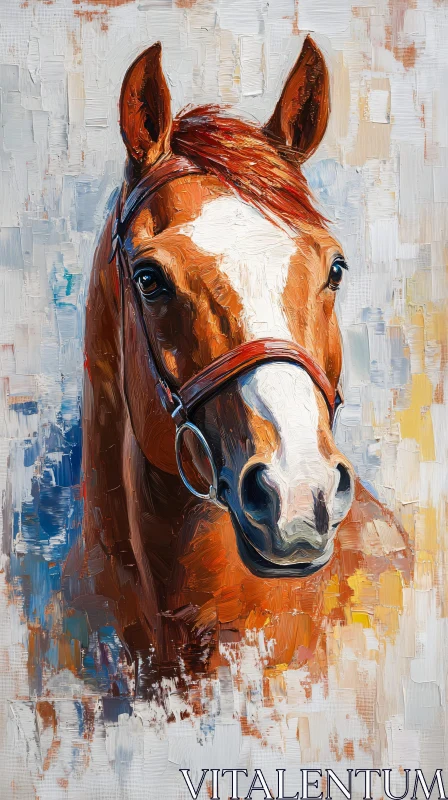 Vivid Chestnut Horse with White Blaze AI Image